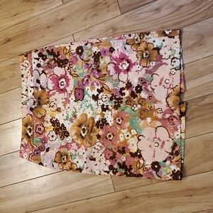 Fun Whimsical J Crew Pink & Brown Floral Print Skirt